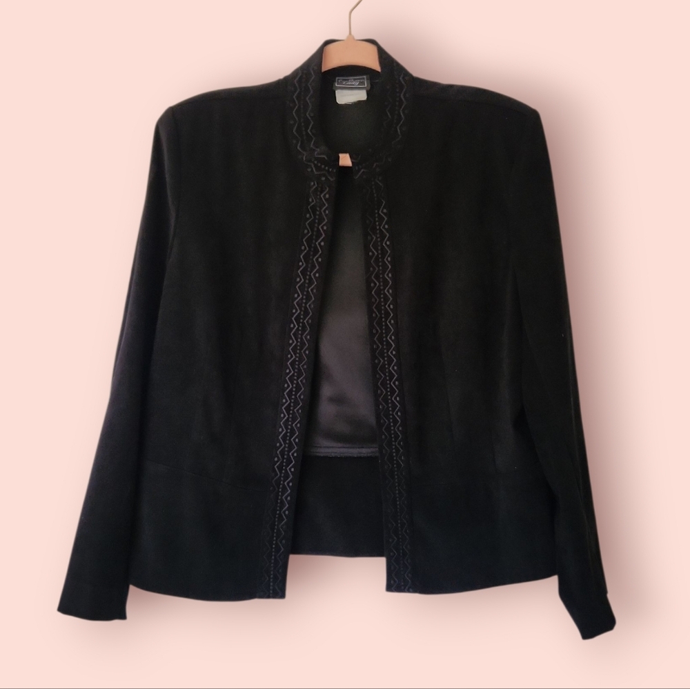 Vintage Southern Lady‎ | Black Vegan Suede Southwestern Jacket Size 10